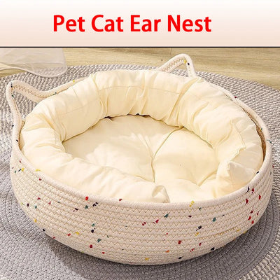 Four Seasons Cat Bed Woven Removable Upholstery Sleeping House Grinding Claws Dirty Resistant Washable Pet Supplies Accessories