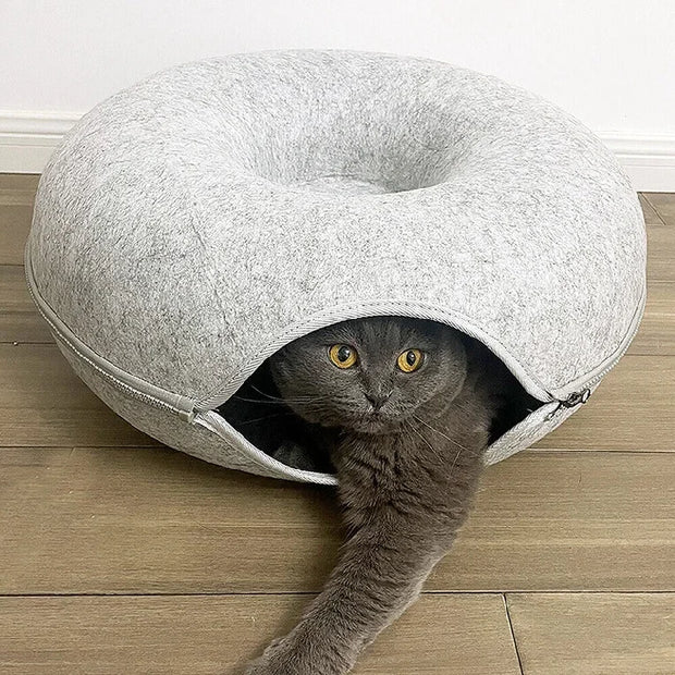 Donut Cat Bed Pet Cat Tunnel Interactive Game Toy Cat Bed Dual-use Indoor Toy Kitten Sports Equipment Cat Training Toy Cat House