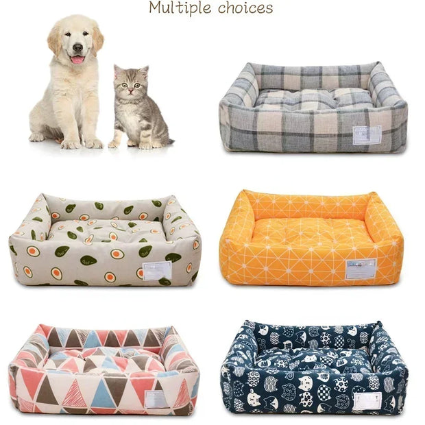 Square lattice Dog bed Detachable washable Pet Bed cat nest Double-sided usable cotton pad Sleeping Bag For Big Small Cat