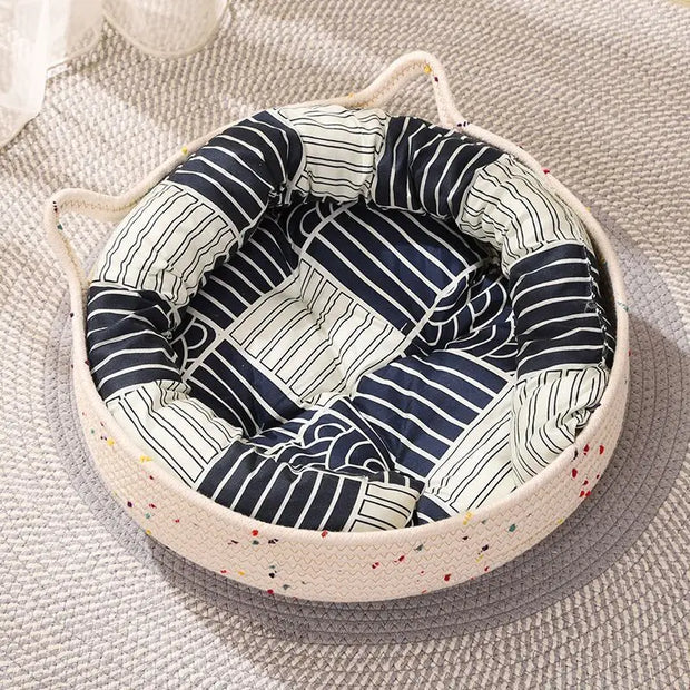 Four Seasons Cat Bed Woven Removable Upholstery Sleeping House Grinding Claws Dirty Resistant Washable Pet Supplies Accessories
